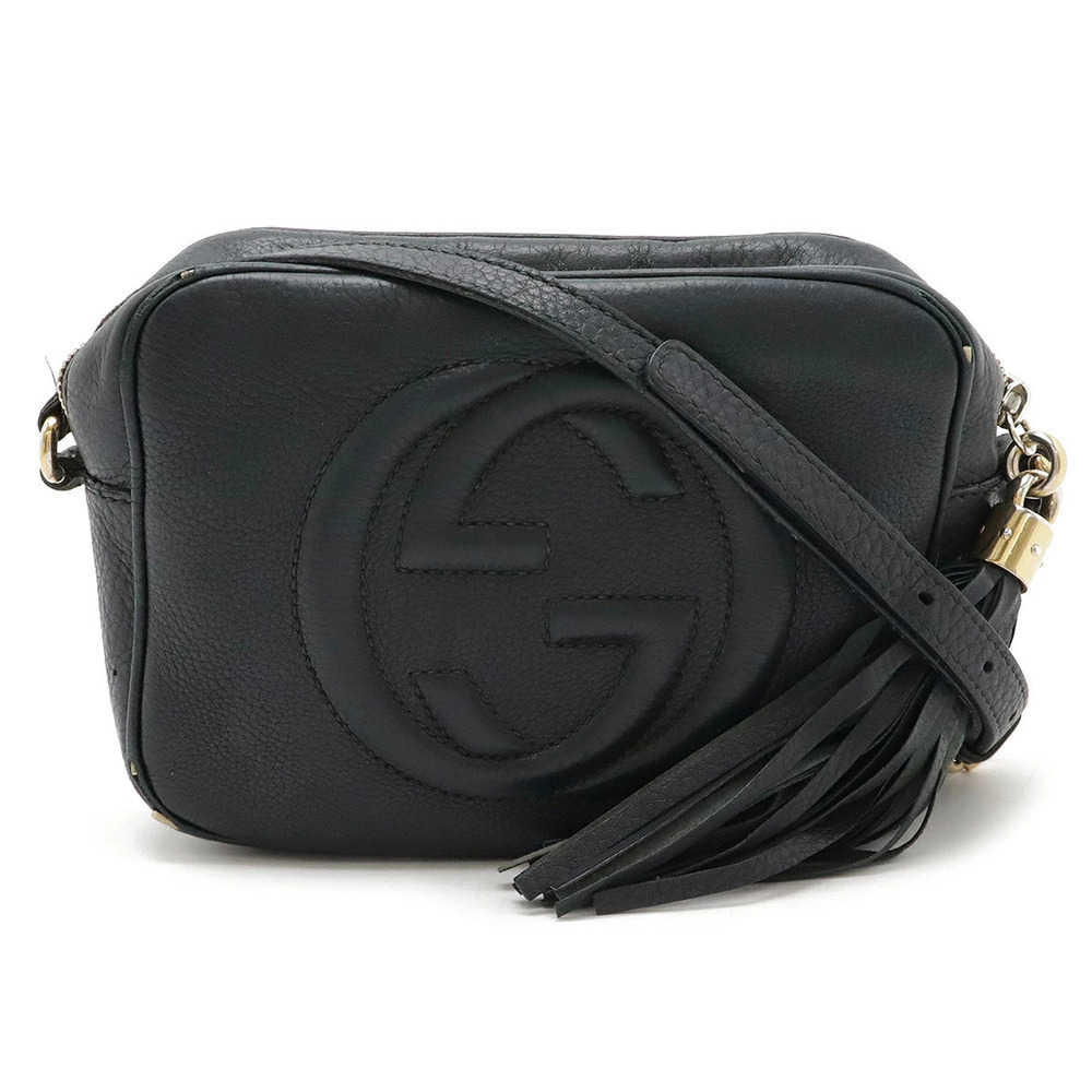 Gucci Soho Disco Tassel Fringe Crossbody Bag Leather Black